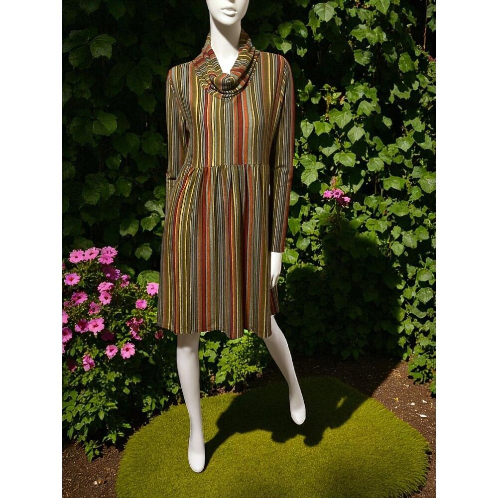 Lingam Barcelona Babydoll Sweater Dress XL Cowl Neck Pockets Retro Mod Spain